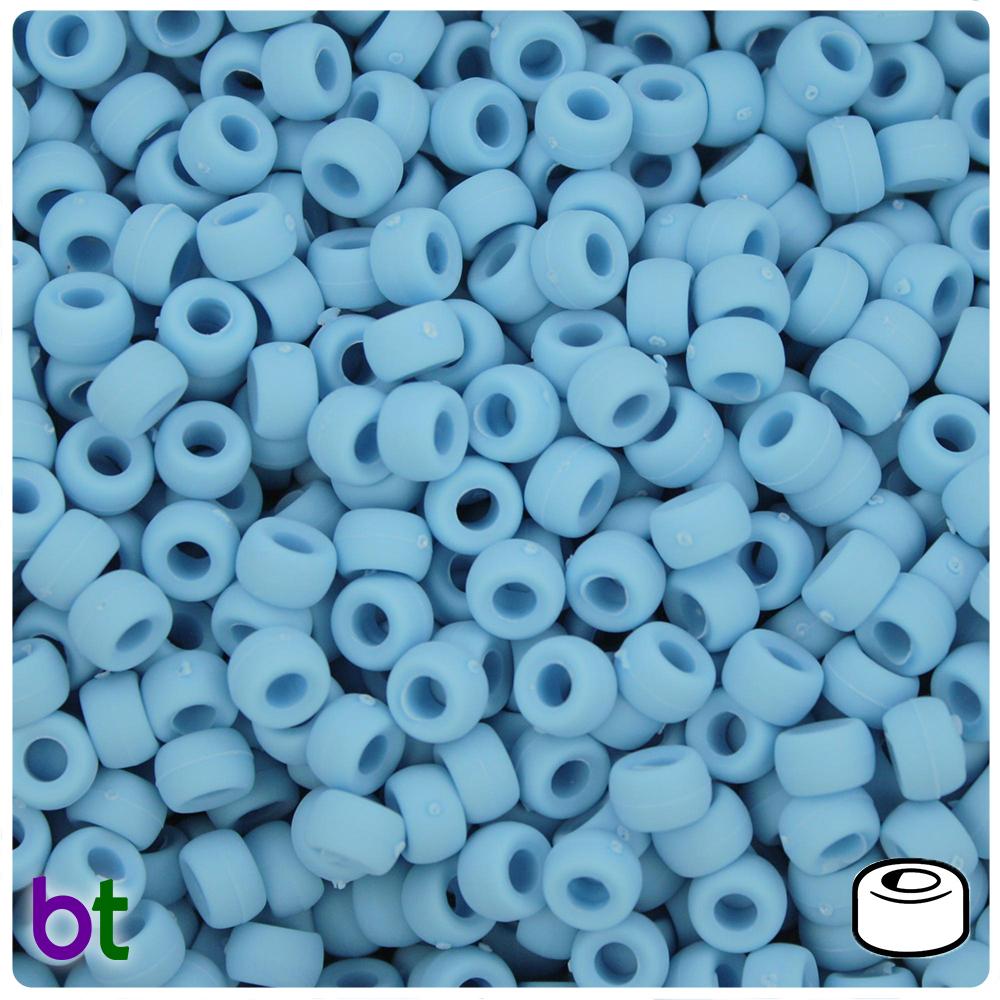 Baby Blue Matte 6.5mm Mini Barrel Pony Beads (200pcs)