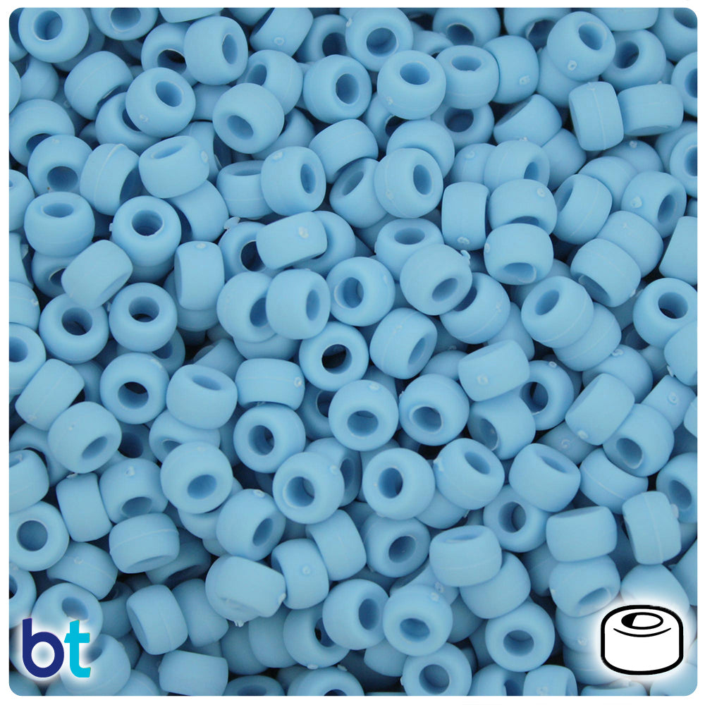 Baby Blue Matte 6.5mm Mini Barrel Pony Beads (1000pcs)