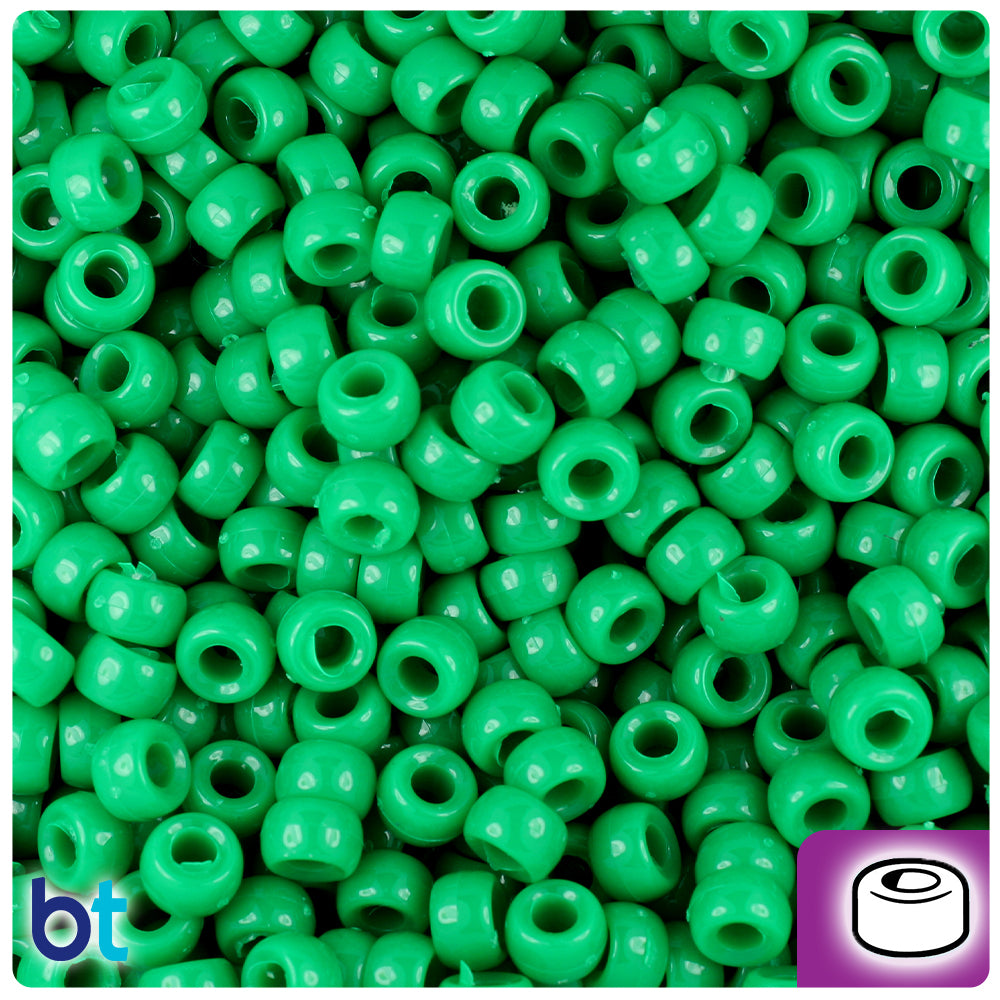 Green Opaque 6.5mm Mini Barrel Pony Beads (1000pcs)