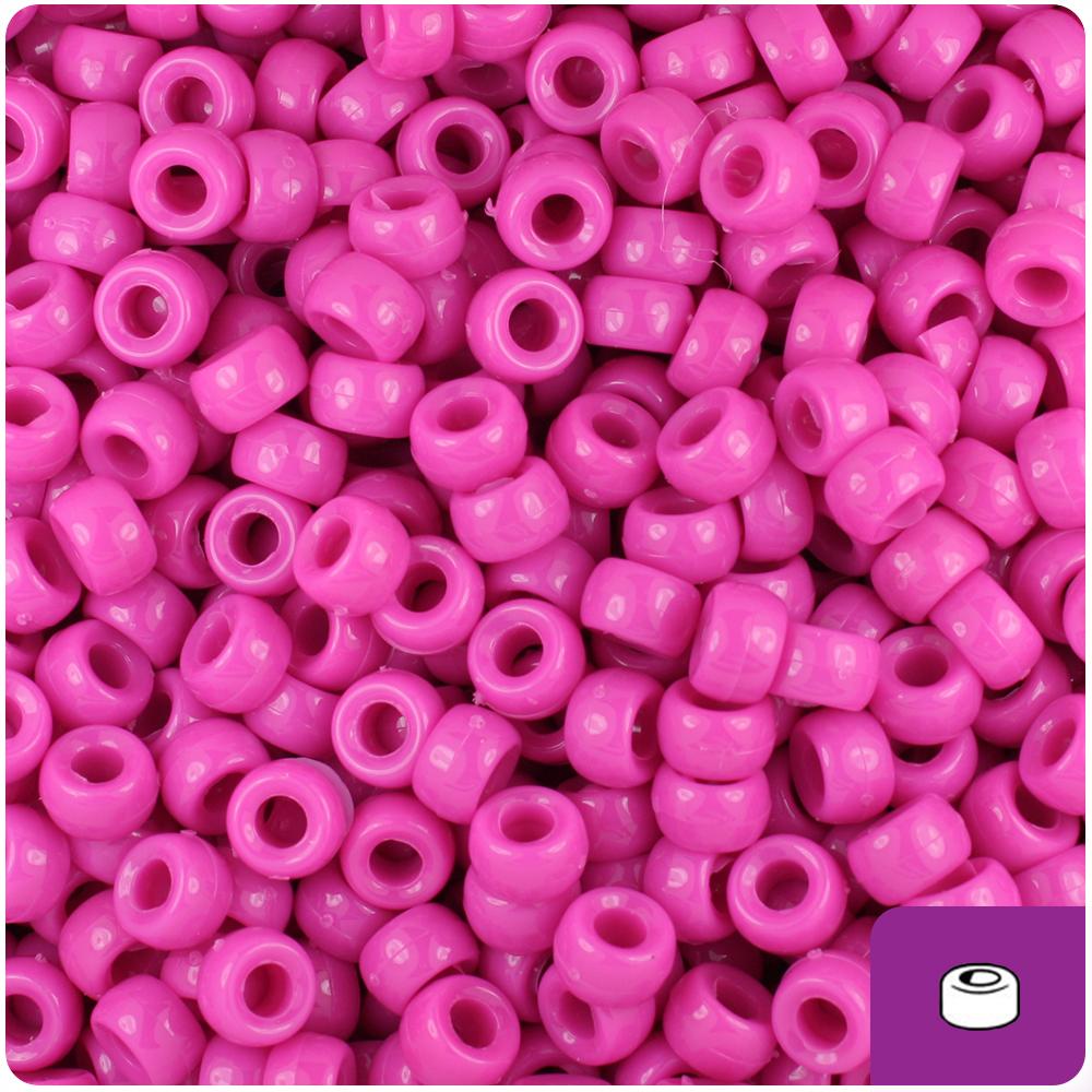 Dark Pink Opaque 6.5mm Mini Barrel Pony Beads (200pcs)