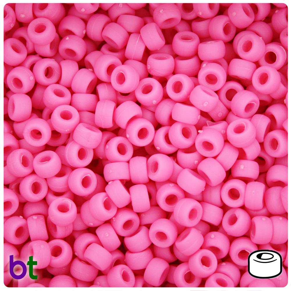 Dark Pink Matte 6.5mm Mini Barrel Pony Beads (200pcs)
