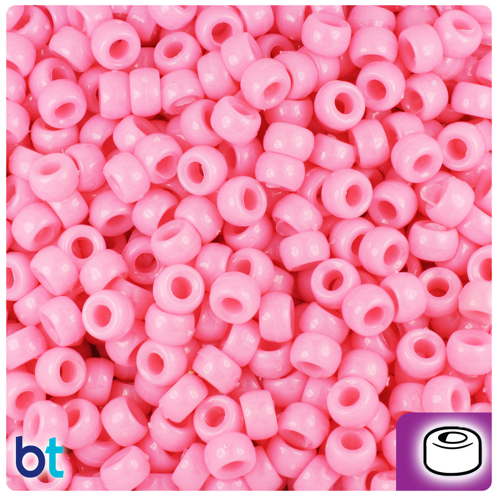 Baby Pink Opaque 6.5mm Mini Barrel Pony Beads (1000pcs)