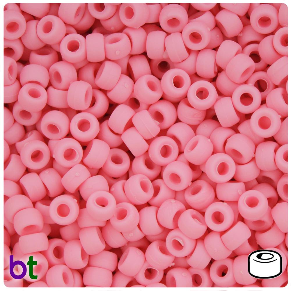 Baby Pink Matte 6.5mm Mini Barrel Pony Beads (200pcs)