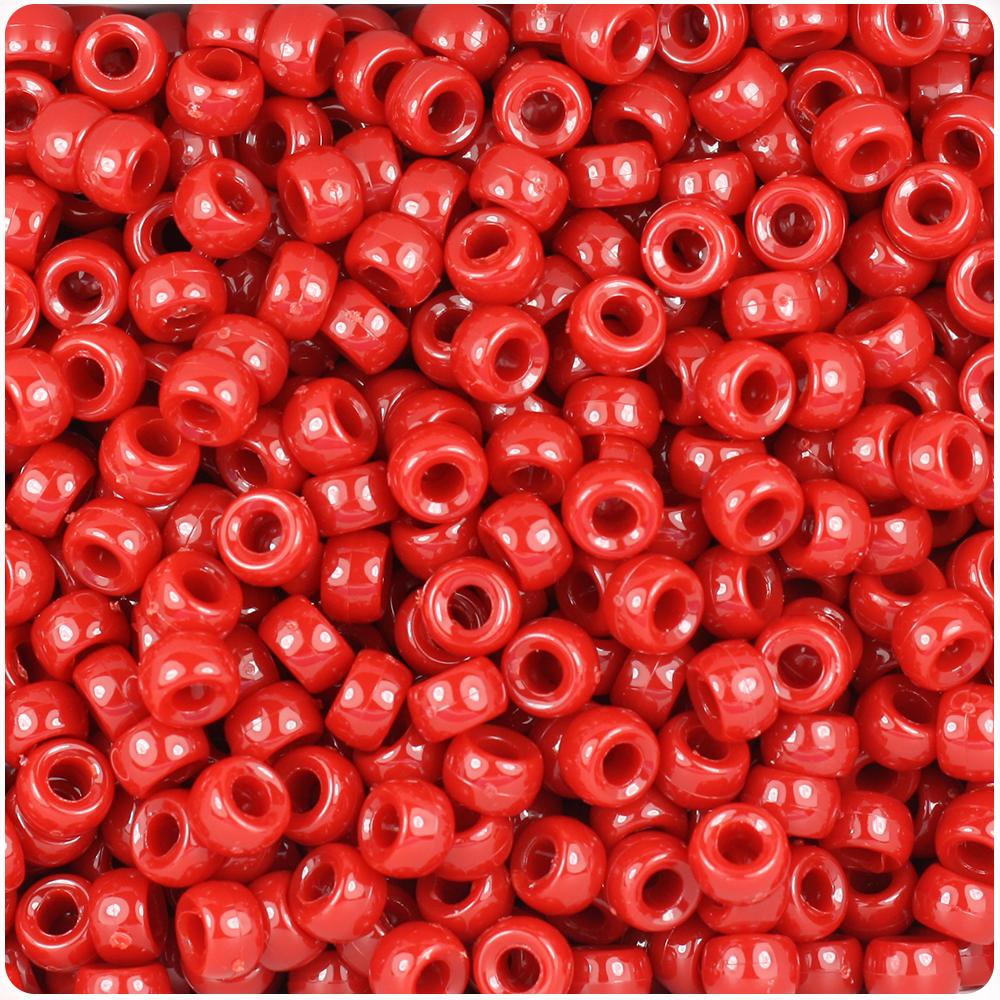 Red Opaque 6.5mm Mini Barrel Pony Beads (200pcs)