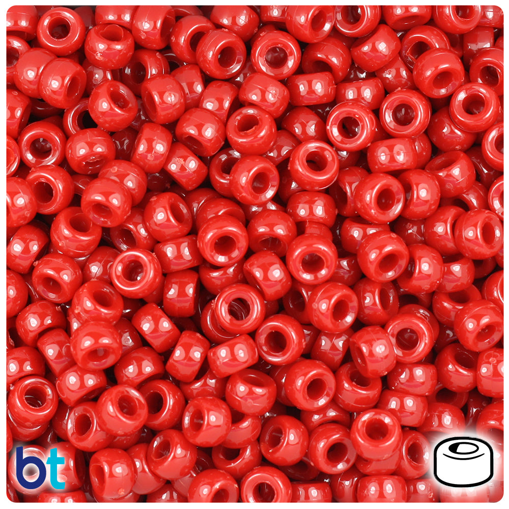 Red Opaque 6.5mm Mini Barrel Pony Beads (1000pcs)