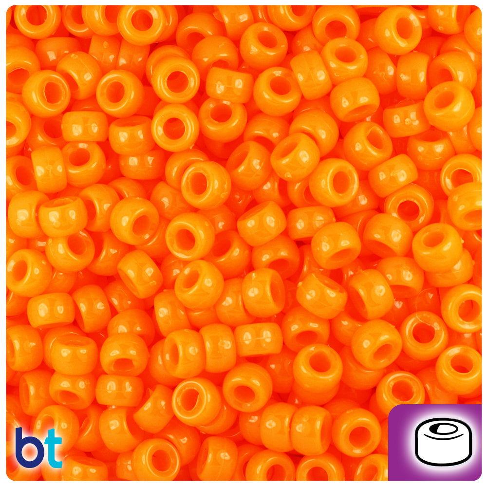 Orange Opaque 6.5mm Mini Barrel Pony Beads (1000pcs)