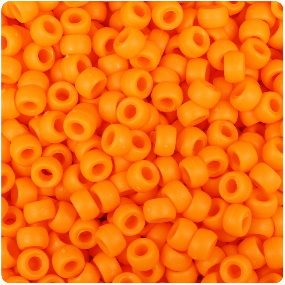 Orange Matte 6.5mm Mini Barrel Pony Beads (200pcs)