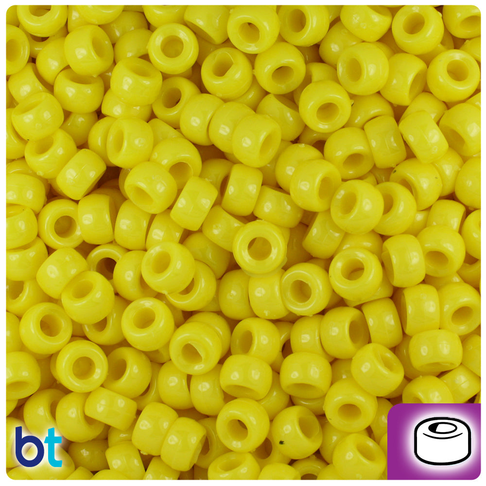 Yellow Opaque 6.5mm Mini Barrel Pony Beads (1000pcs)