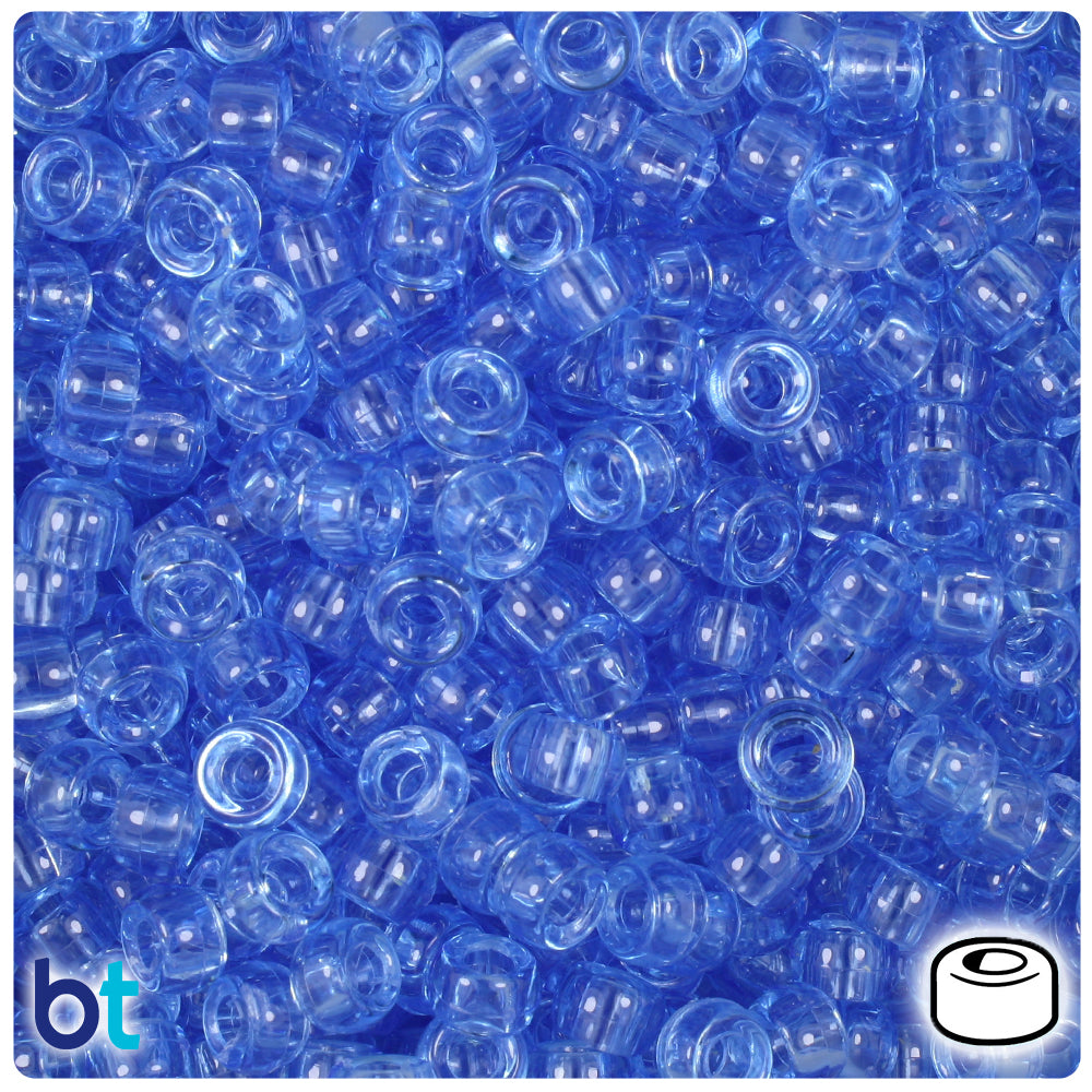 Medium Sapphire Transparent 6.5mm Mini Barrel Pony Beads (1000pcs)