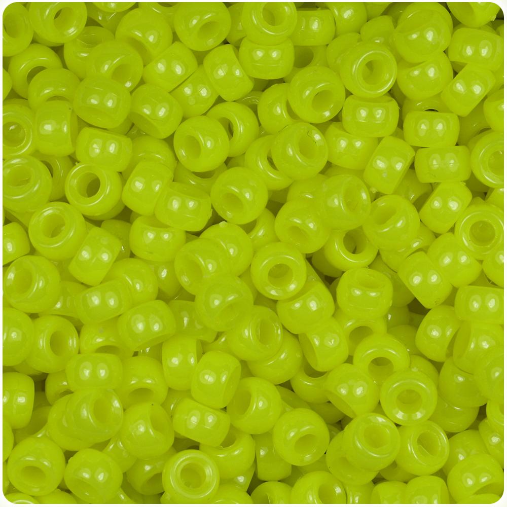 Lemon Neon Bright 6.5mm Mini Barrel Pony Beads (200pcs)