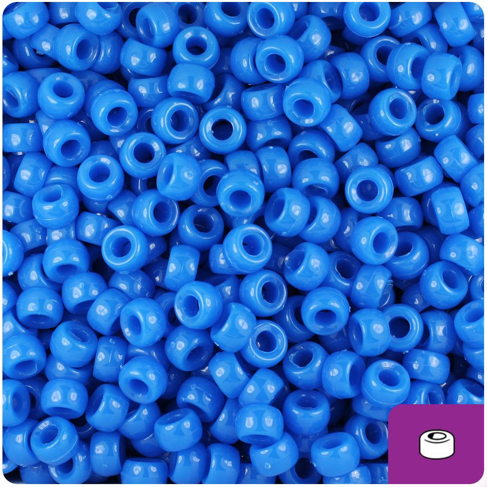True Blue Neon Bright 6.5mm Mini Barrel Pony Beads (200pcs)