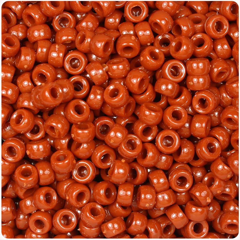 Rust Opaque 6.5mm Mini Barrel Pony Beads (200pcs)