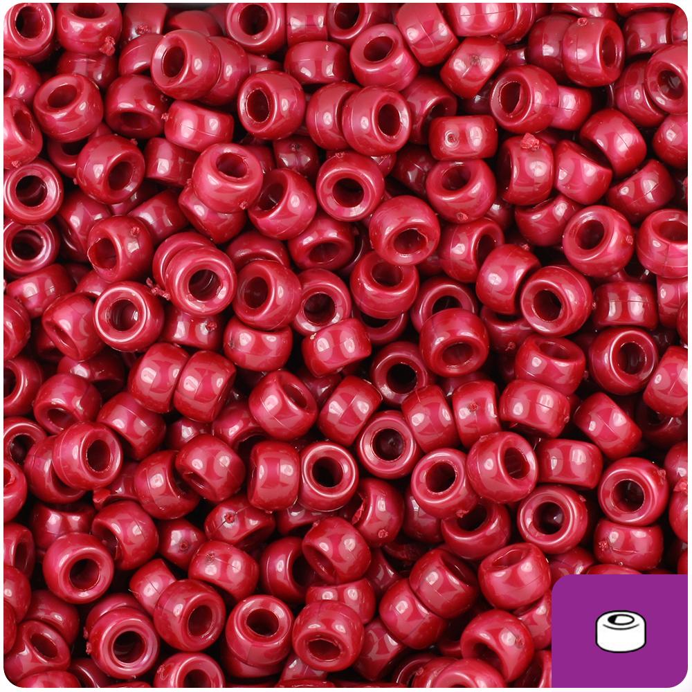 Red Pearl 6.5mm Mini Barrel Pony Beads (200pcs)