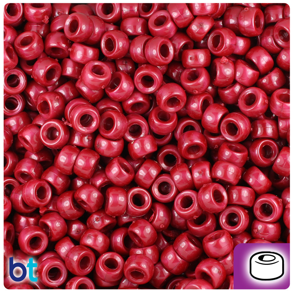 Red Pearl 6.5mm Mini Barrel Pony Beads (1000pcs)