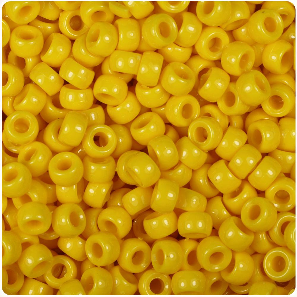 Bright Yellow Opaque 6.5mm Mini Barrel Pony Beads (200pcs)