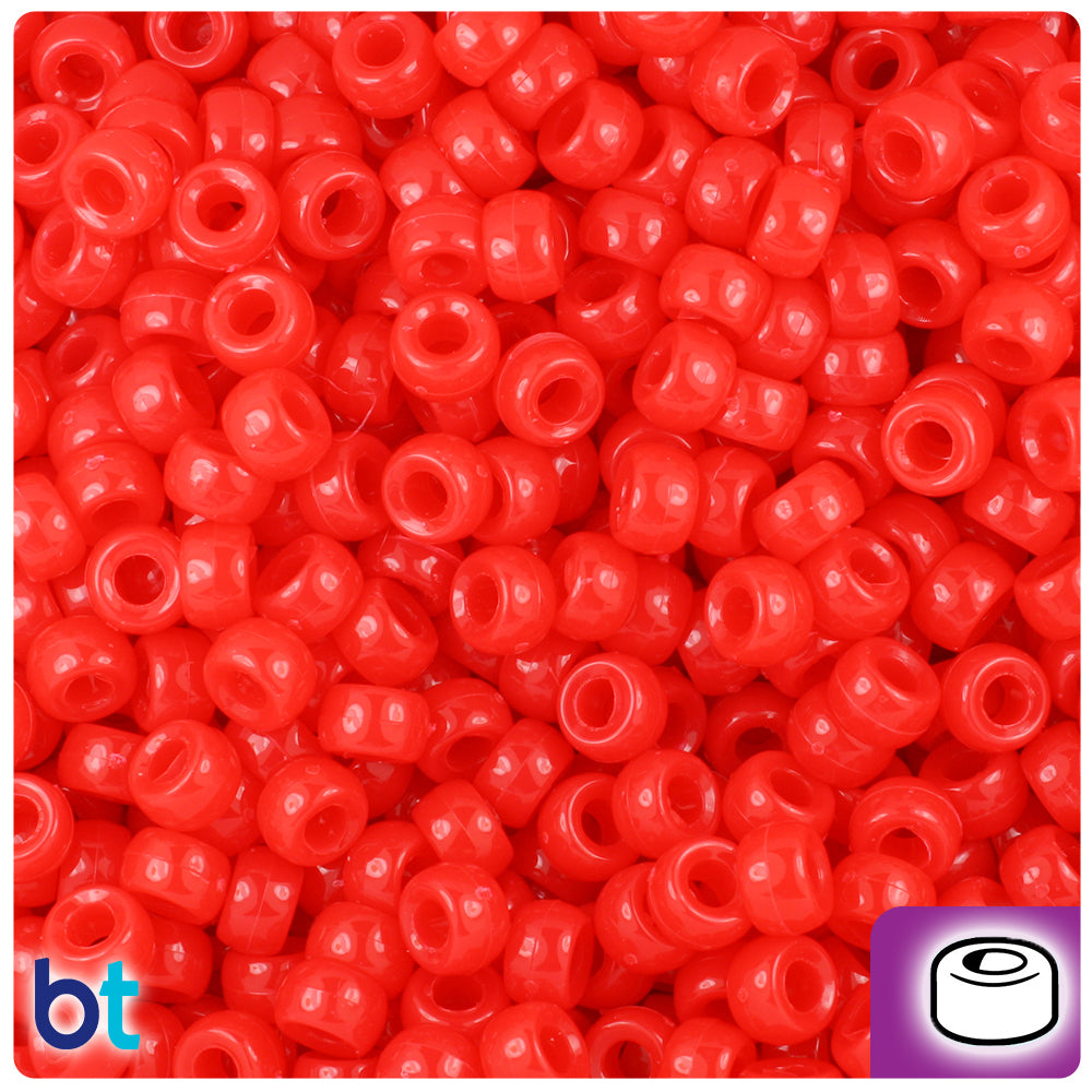 Bright Red Opaque 6.5mm Mini Barrel Pony Beads (1000pcs)