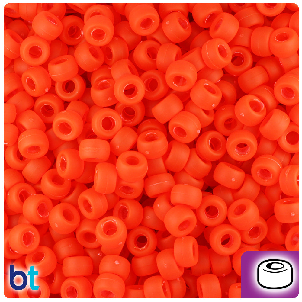 Fire Red Frosted 6.5mm Mini Barrel Pony Beads (1000pcs)