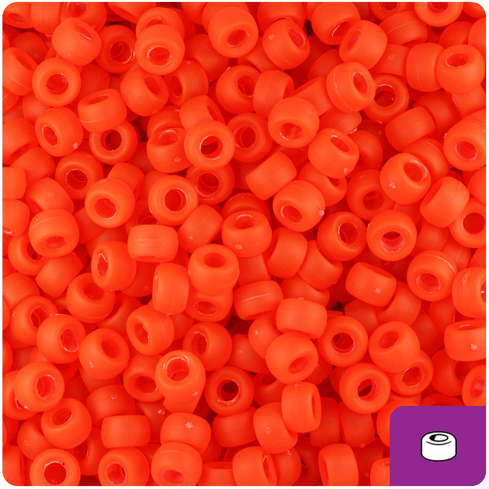 Fire Red Frosted 6.5mm Mini Barrel Pony Beads (200pcs)