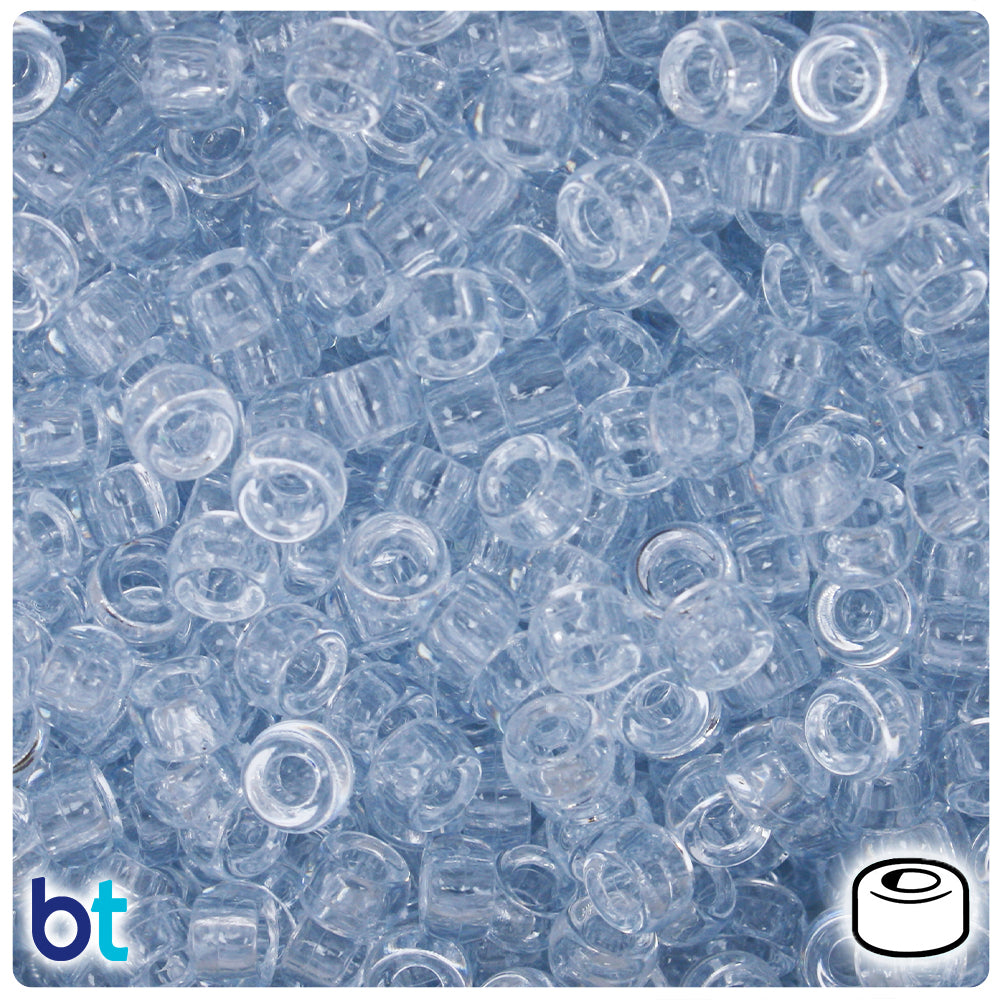 Ice Blue Transparent 6.5mm Mini Barrel Pony Beads (1000pcs)