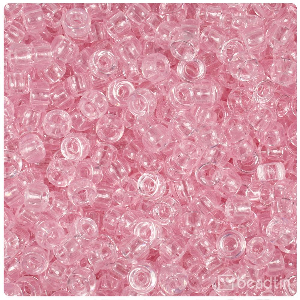 Pale Pink Transparent 6.5mm Mini Barrel Pony Beads (200pcs)