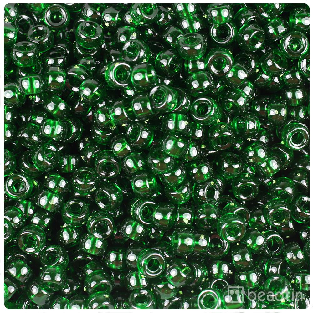 True Emerald Transparent 6.5mm Mini Barrel Pony Beads (200pcs)