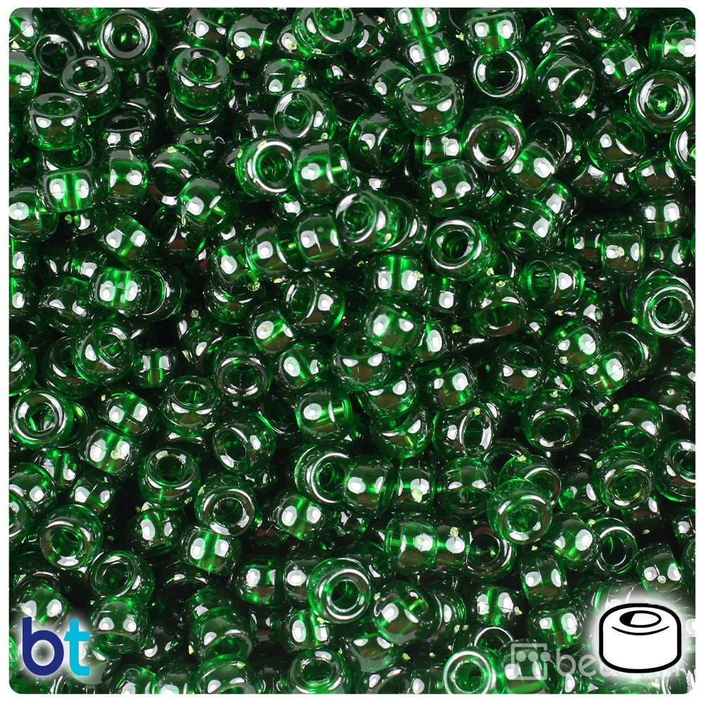 True Emerald Transparent 6.5mm Mini Barrel Pony Beads (1000pcs)