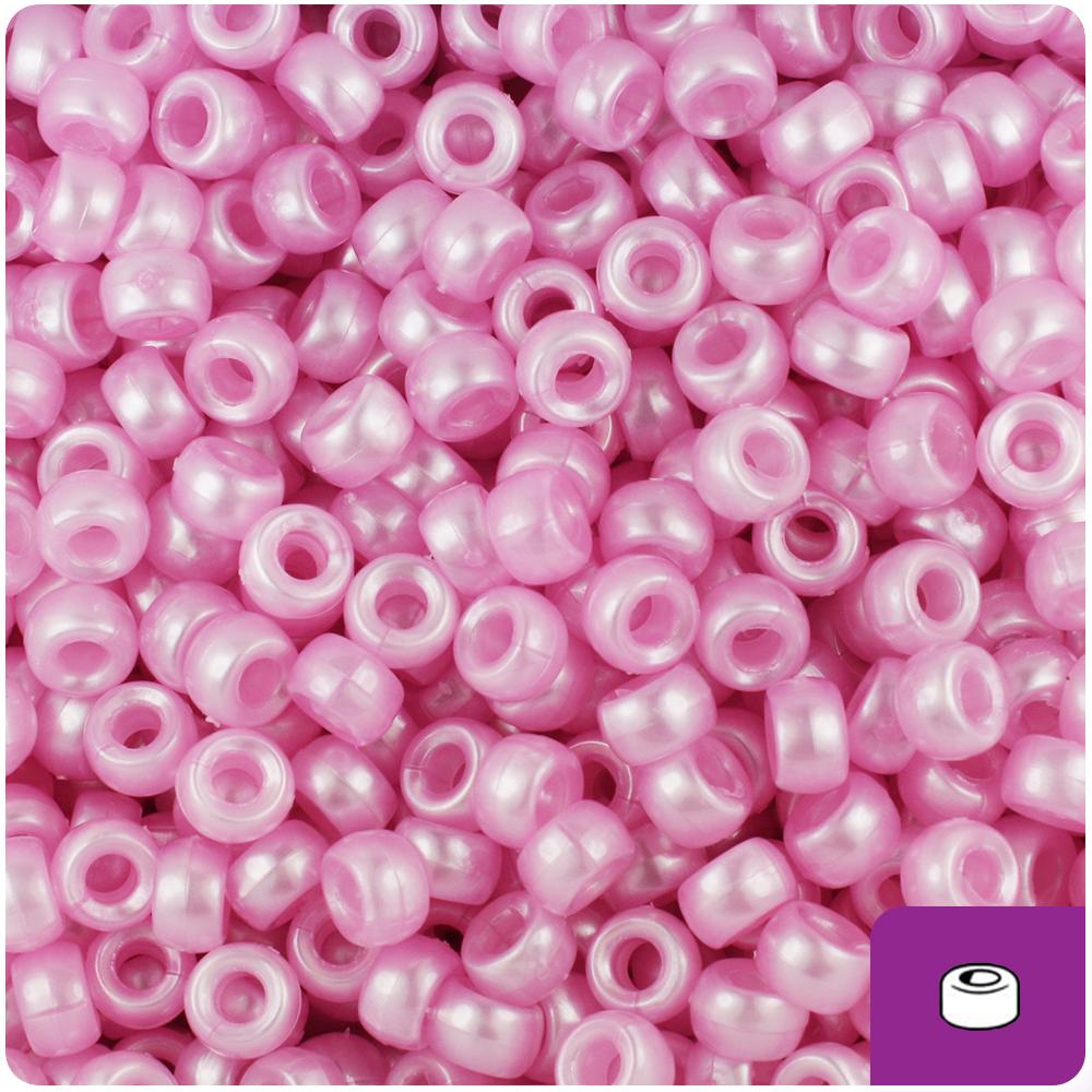 Light Pink Pearl 6.5mm Mini Barrel Pony Beads (200pcs)