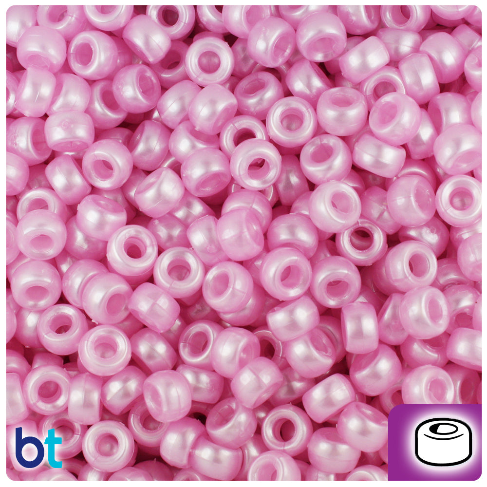 Light Pink Pearl 6.5mm Mini Barrel Pony Beads (1000pcs)