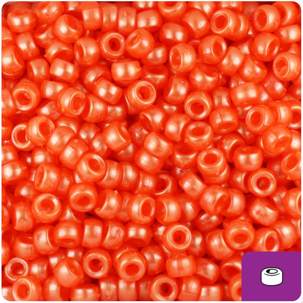 Orange Pearl 6.5mm Mini Barrel Pony Beads (200pcs)