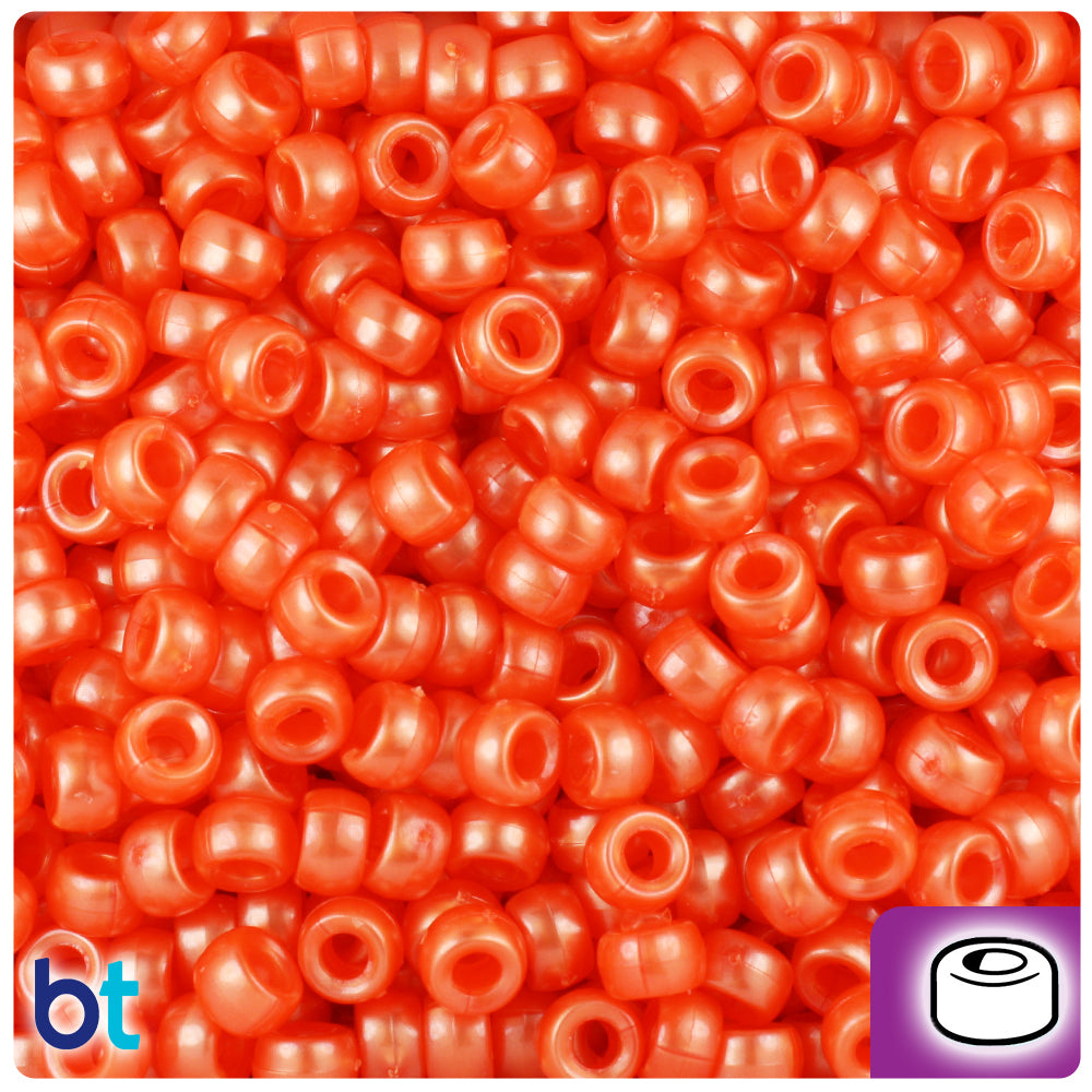 Orange Pearl 6.5mm Mini Barrel Pony Beads (1000pcs)