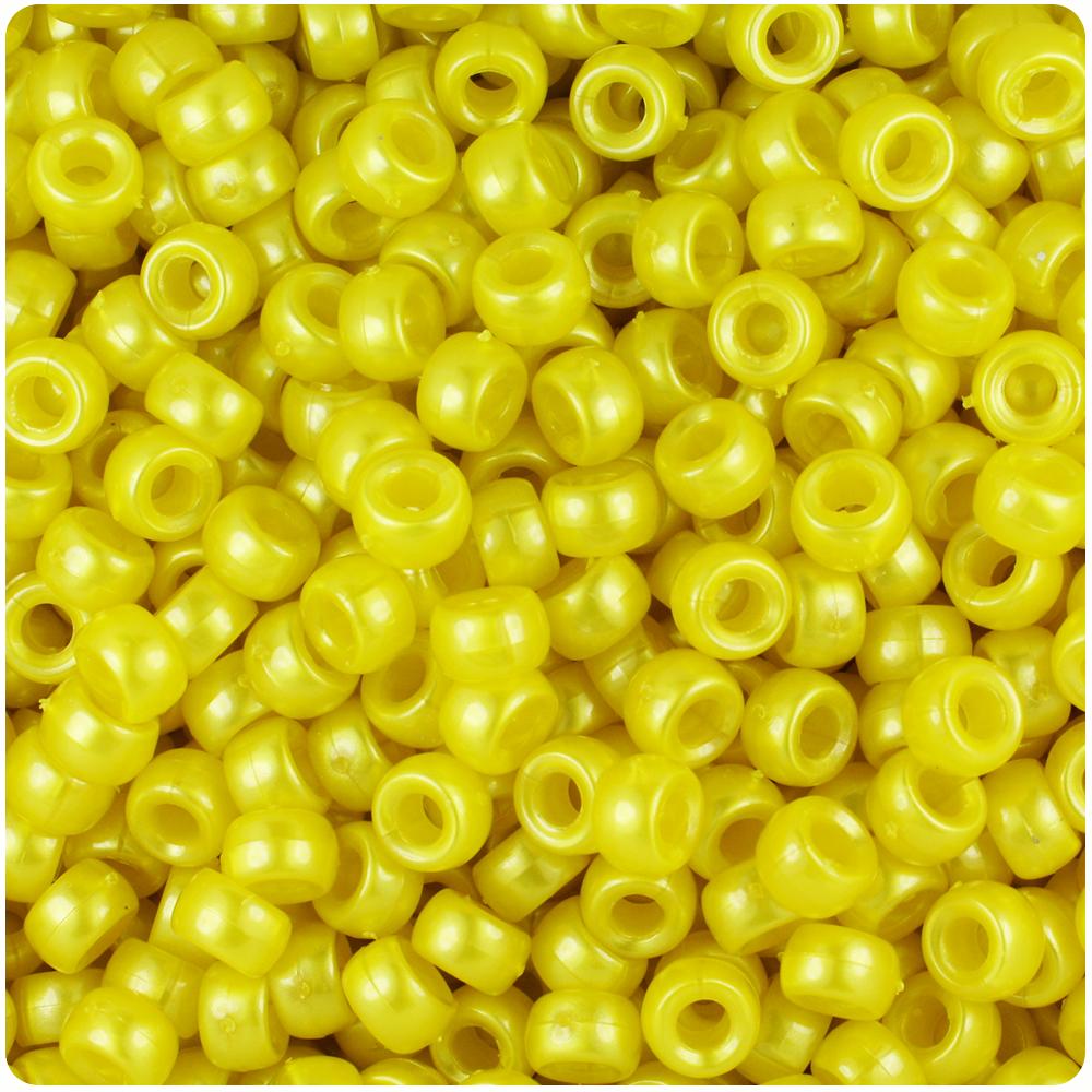 Yellow Pearl 6.5mm Mini Barrel Pony Beads (200pcs)