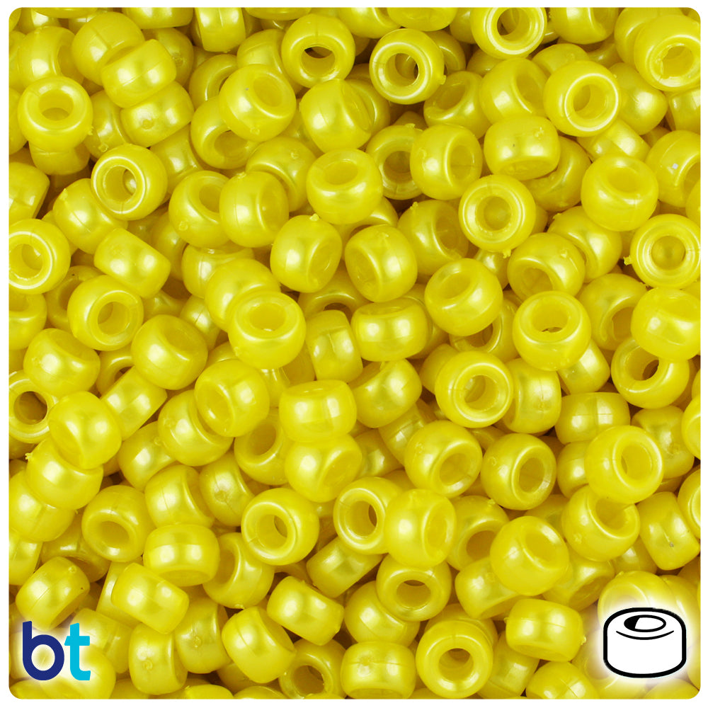 Yellow Pearl 6.5mm Mini Barrel Pony Beads (1000pcs)