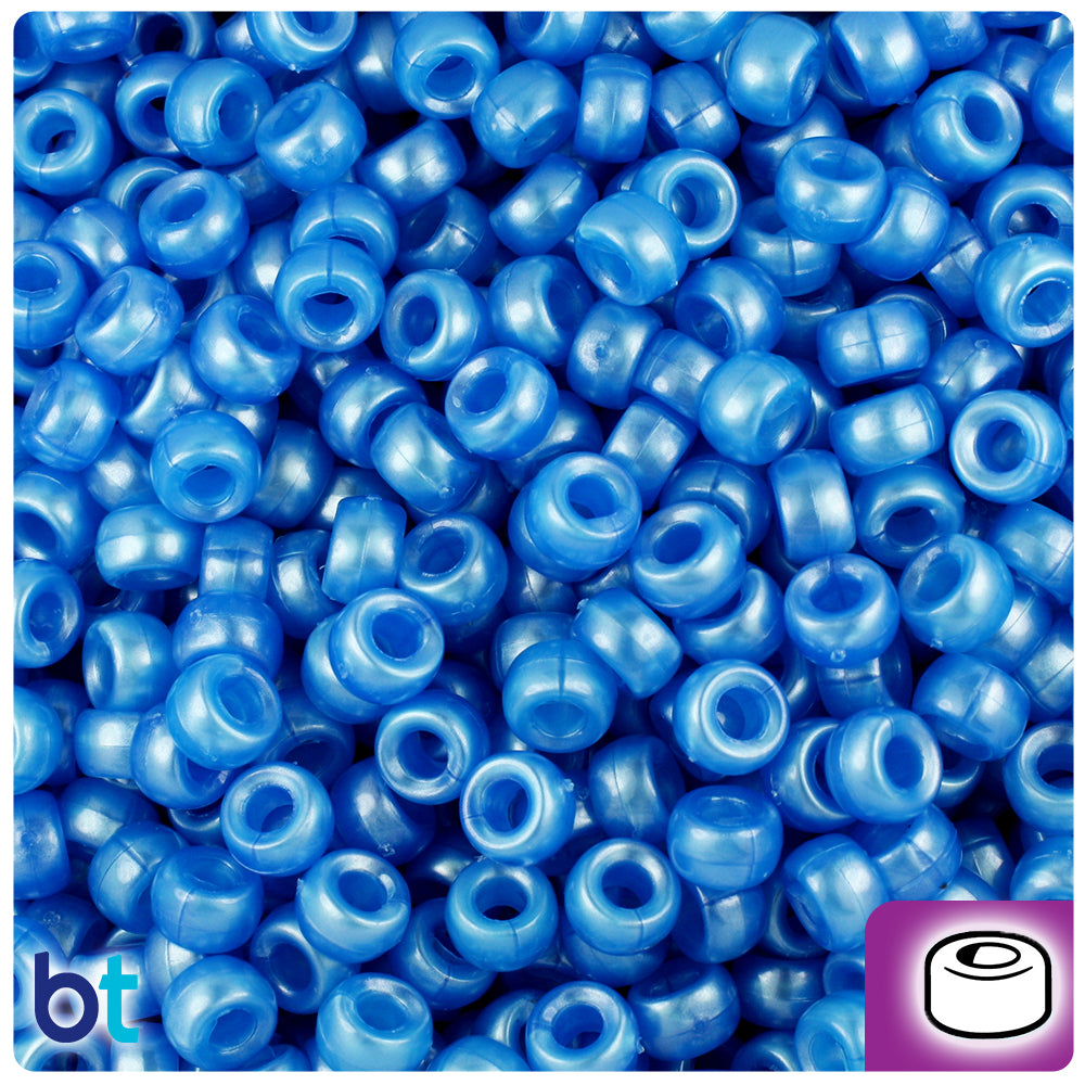 Dark Blue Pearl 6.5mm Mini Barrel Pony Beads (1000pcs)