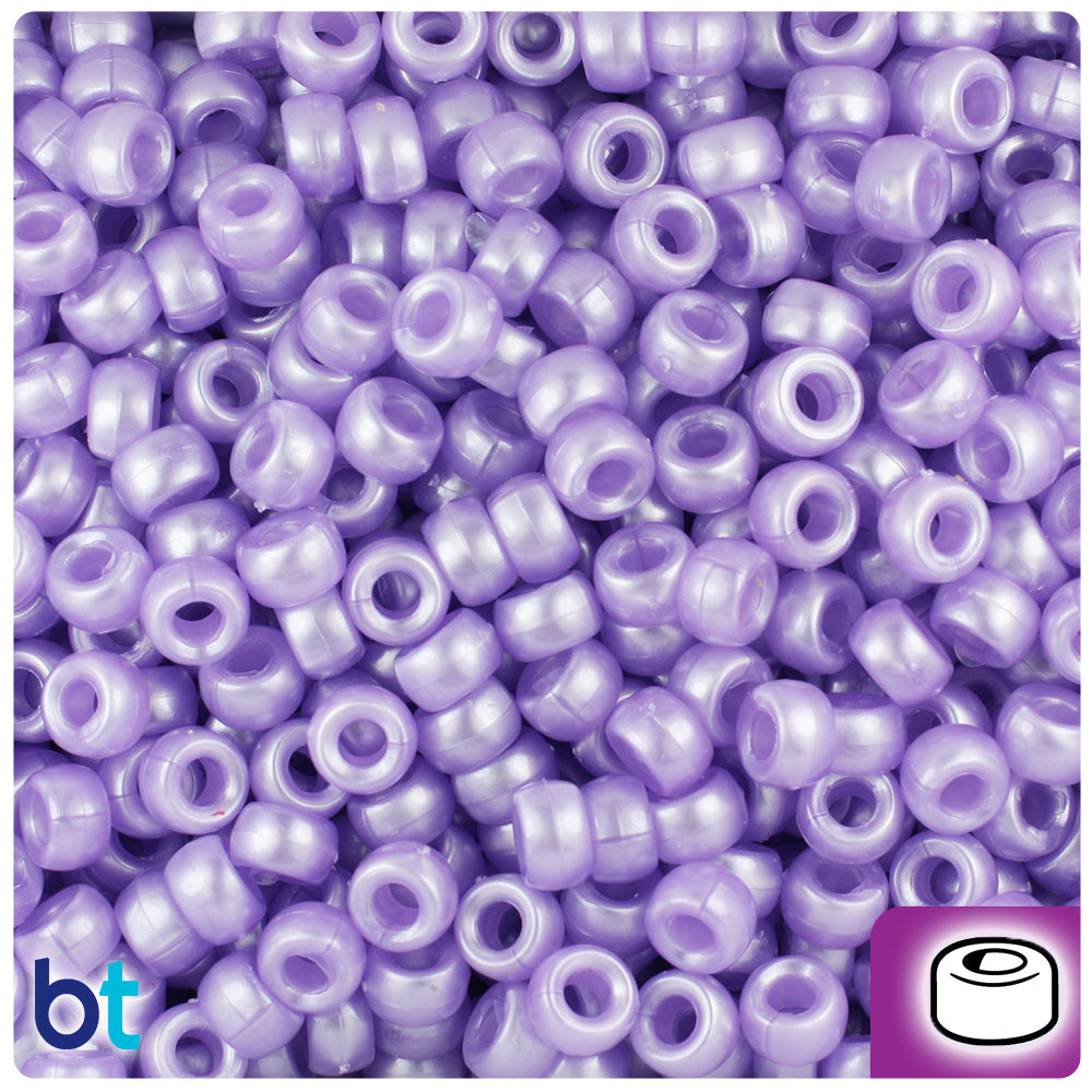 Light Purple Pearl 6.5mm Mini Barrel Pony Beads (1000pcs)