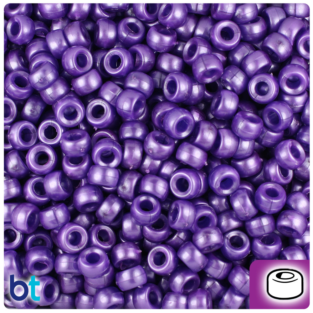 Dark Purple Pearl 6.5mm Mini Barrel Pony Beads (1000pcs)