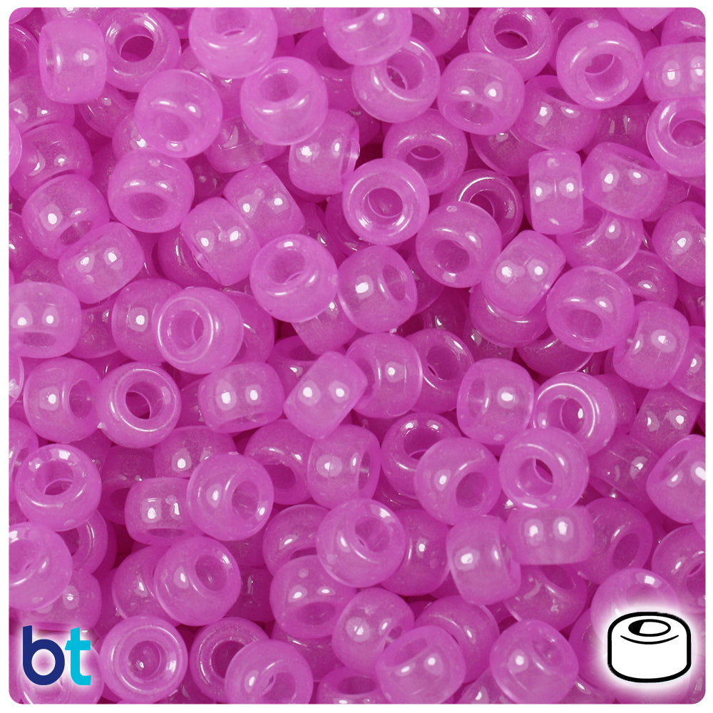 Purple Glow 6.5mm Mini Barrel Pony Beads (1000pcs)
