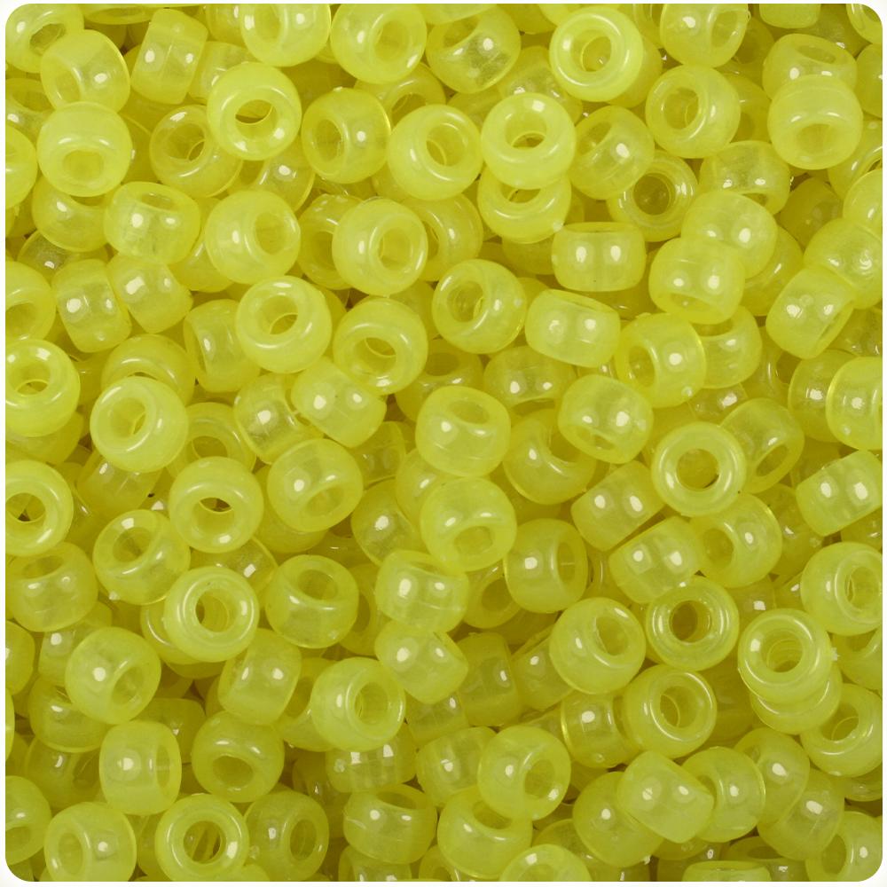 Yellow Glow 6.5mm Mini Barrel Pony Beads (200pcs)