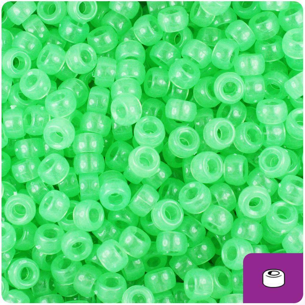 Green Glow 6.5mm Mini Barrel Pony Beads (200pcs)