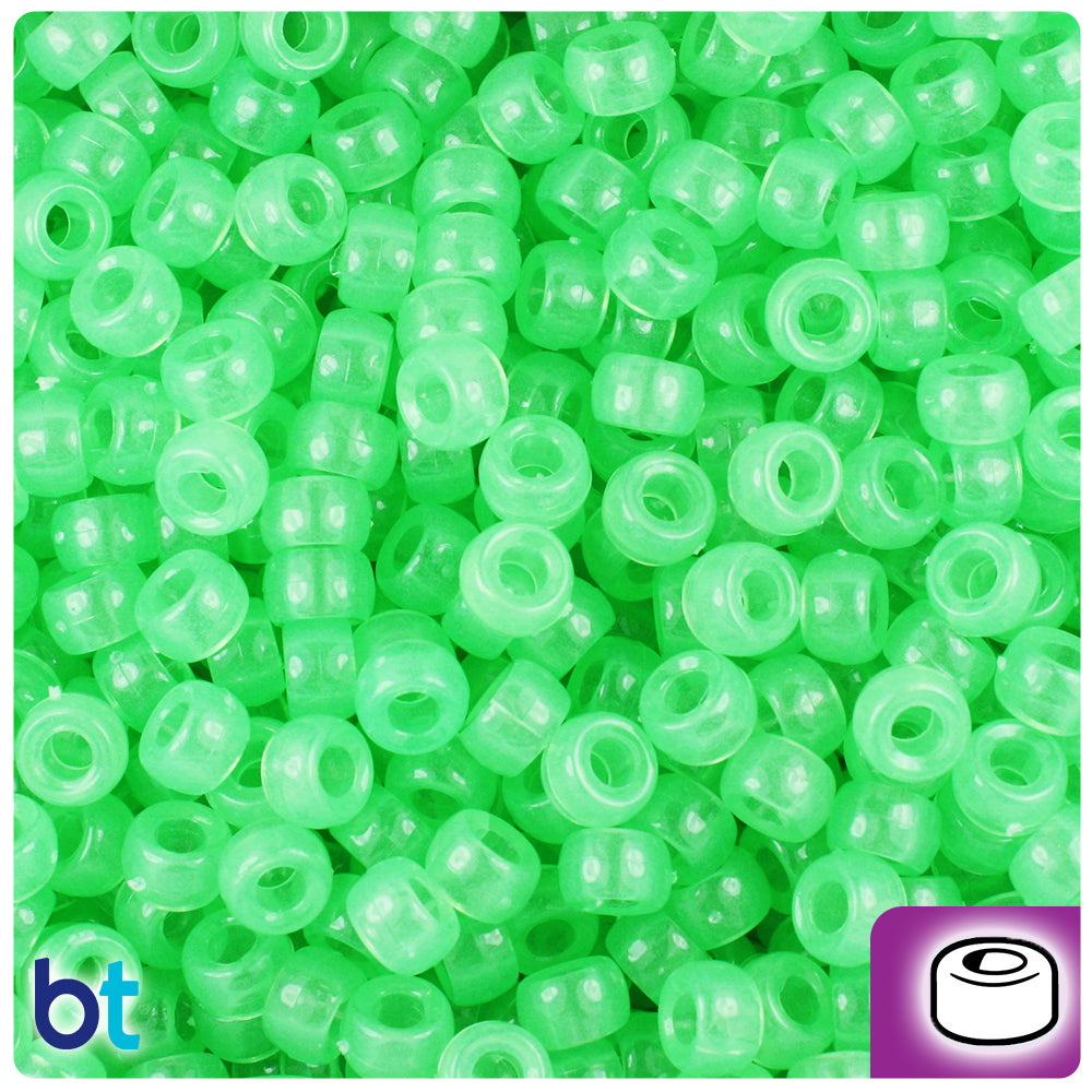Green Glow 6.5mm Mini Barrel Pony Beads (1000pcs)