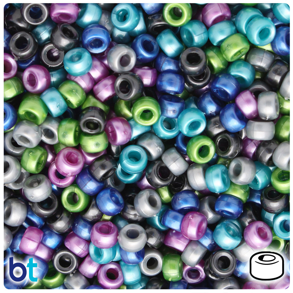 Cool Black Mix Pearl 6.5mm Mini Barrel Pony Beads (1000pcs)