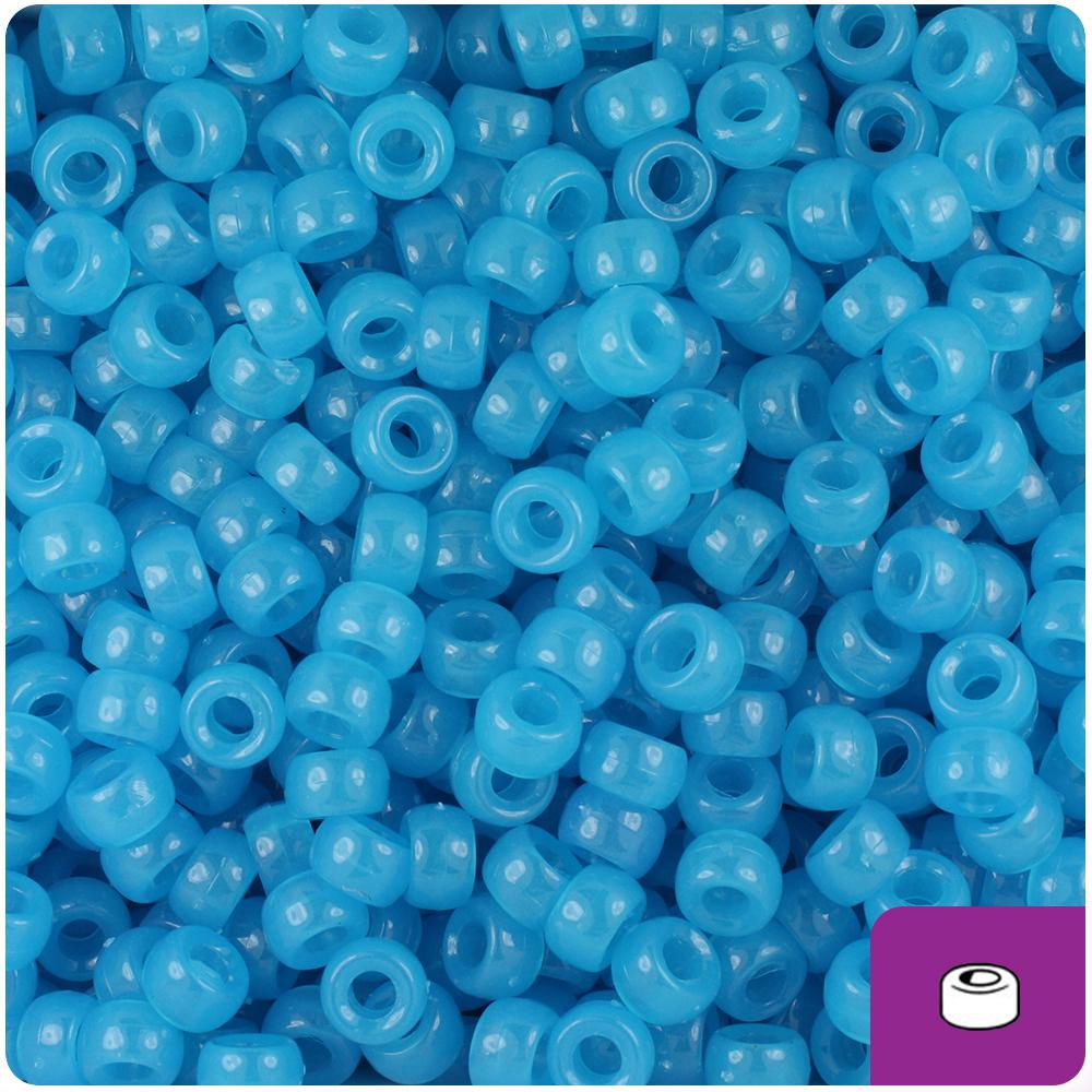 Blue Glow 6.5mm Mini Barrel Pony Beads (200pcs)