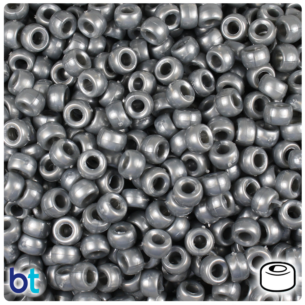 Grey Pearl 6.5mm Mini Barrel Pony Beads (1000pcs)