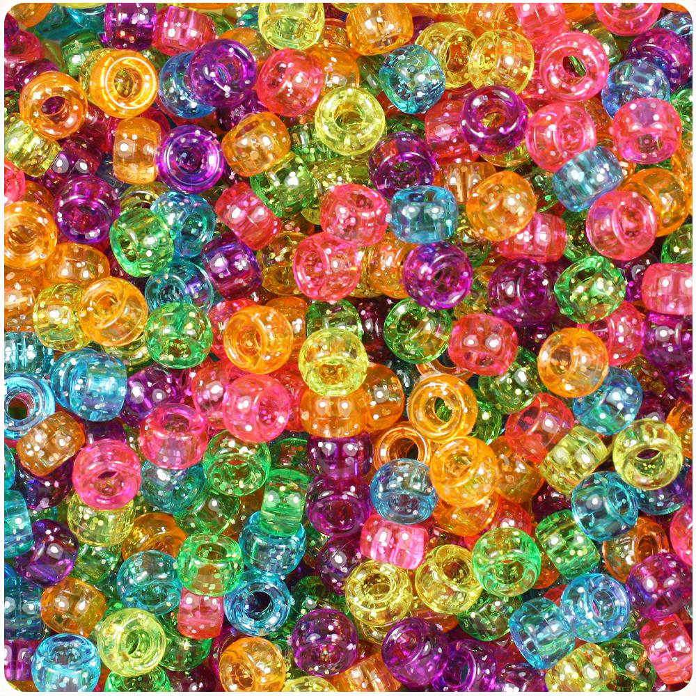 Jelly Mix Sparkle 6.5mm Mini Barrel Pony Beads (200pcs)