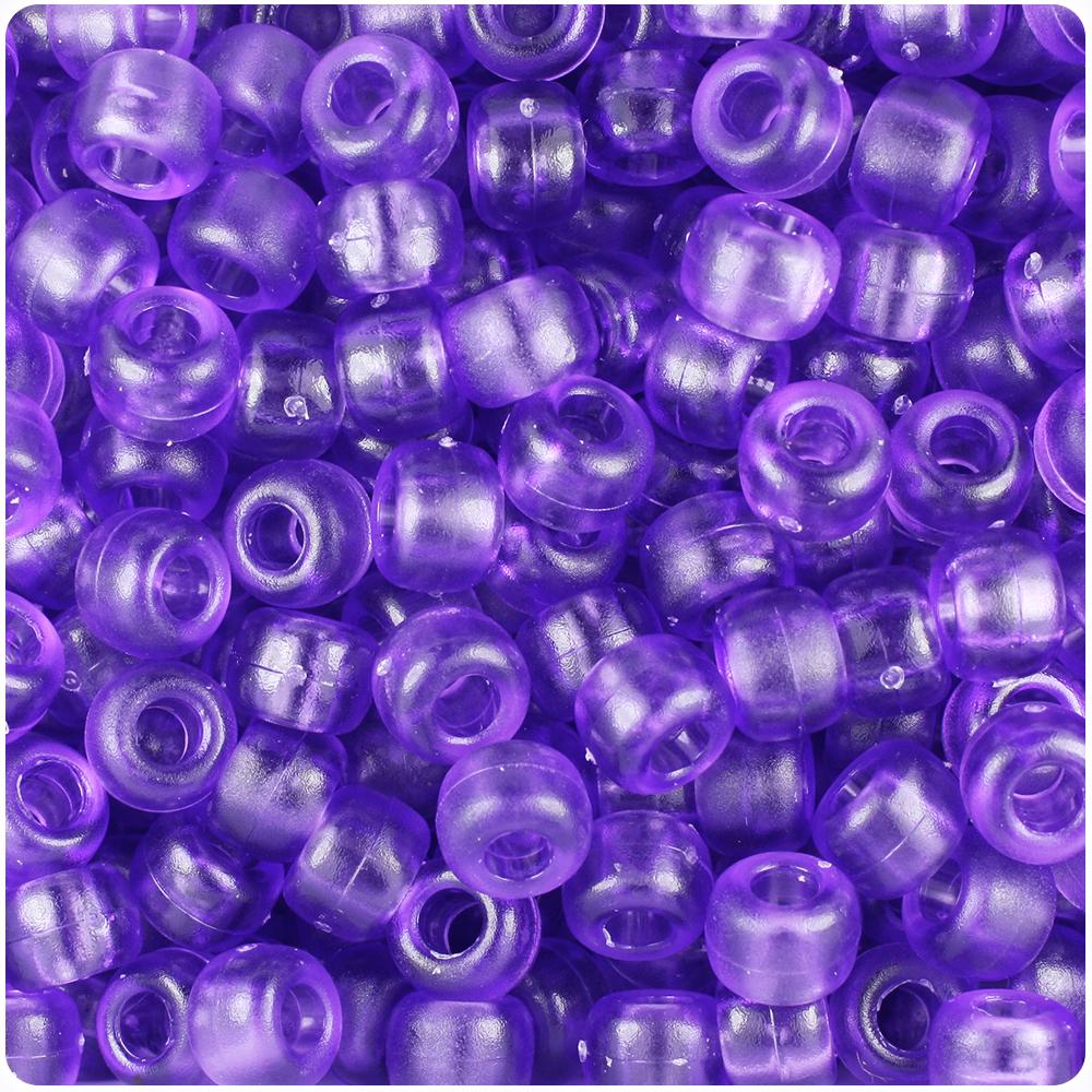 Amethyst Frosted 9mm Barrel Pony Beads (100pcs)