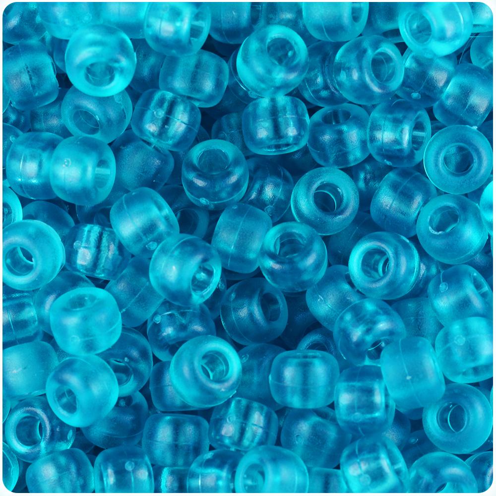 Turquoise Frosted 9mm Barrel Pony Beads (100pcs)