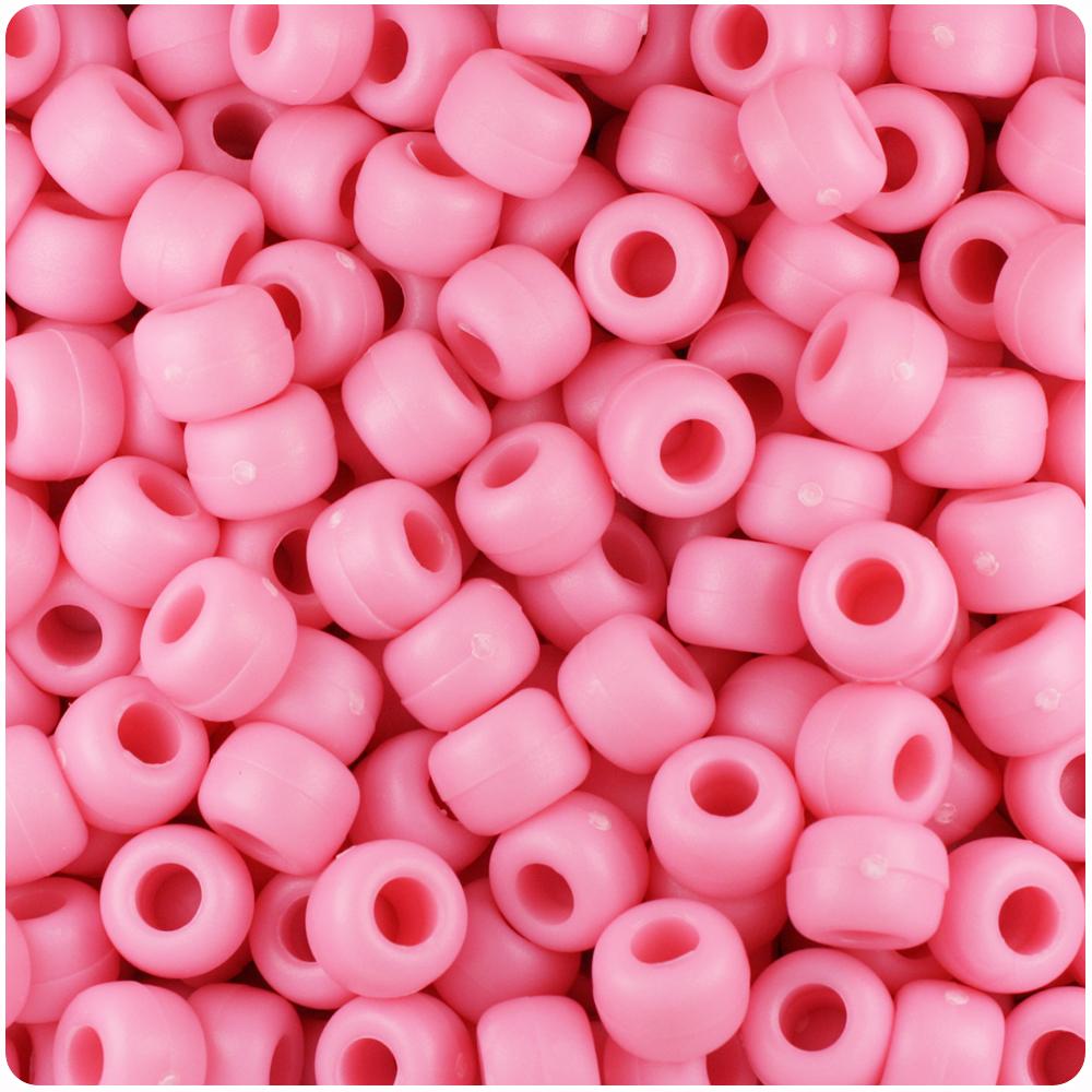 Baby Pink Matte 9mm Barrel Pony Beads (100pcs)
