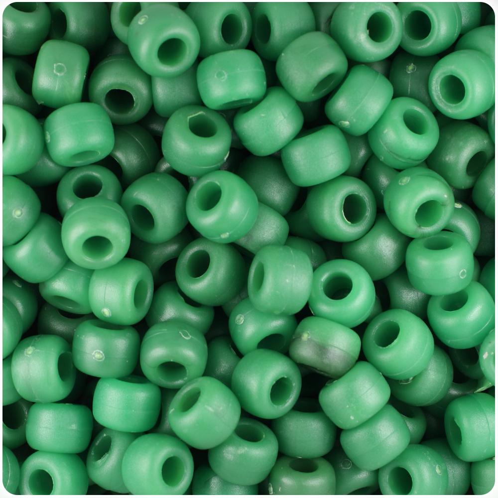 Malachite Green Matte 9mm Barrel Pony Beads (100pcs)