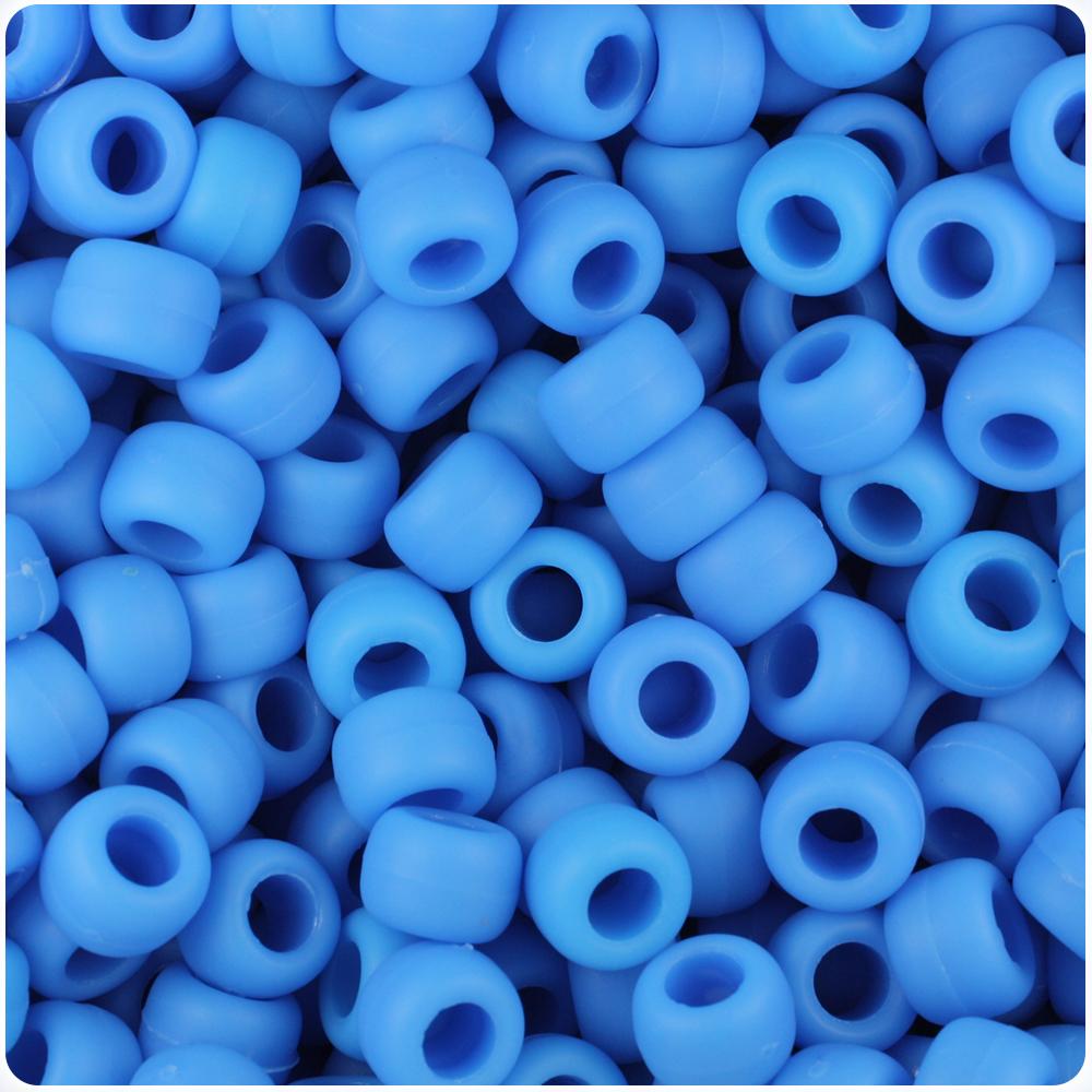 Tropic Blue Matte 9mm Barrel Pony Beads (100pcs)