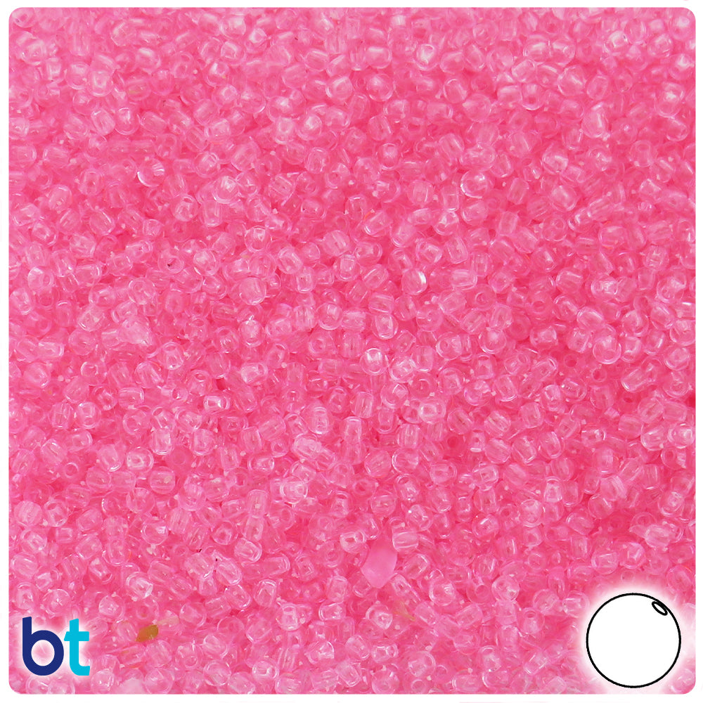 Pink Transparent 3mm Round Plastic Beads (28g)