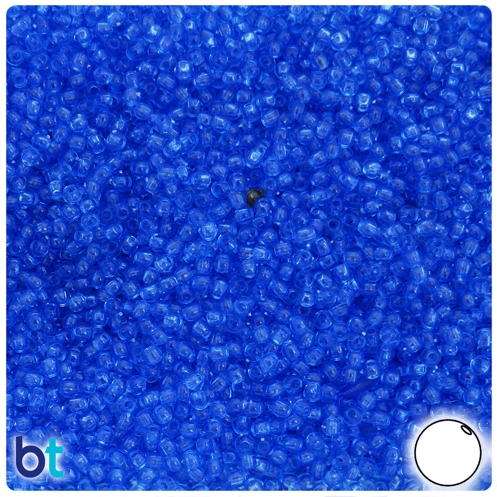 Dark Sapphire Transparent 3mm Round Plastic Beads (28g)